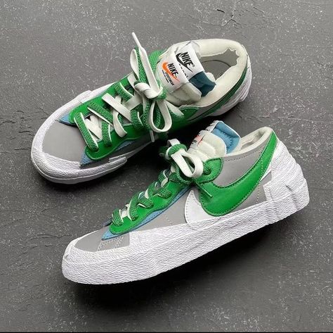 Nike Blazer Low Sacai Medium Grey Classic Green